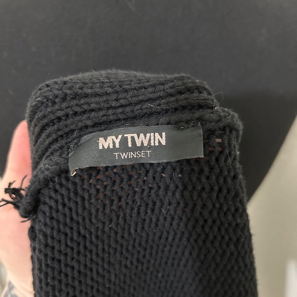 Twin-Set Long Black and White Sweater With "Love" Embroidery Detail Size XS - Picture 6 of 6